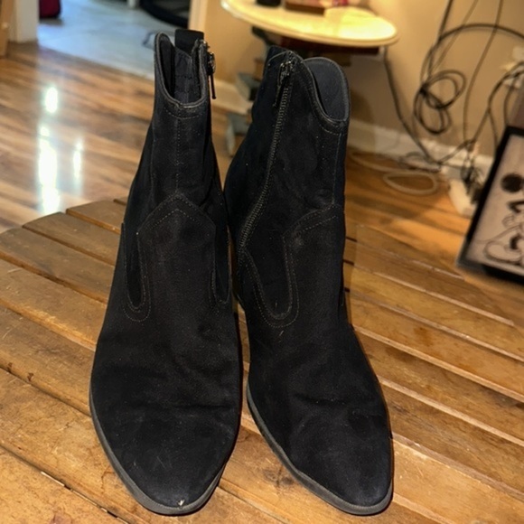 Divided by H &M Black Suede zipped Cowgirl Ankle Boots - GUC - size 10 - Picture 2 of 9